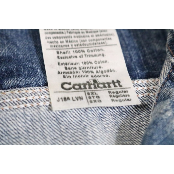Vintage Carhartt Trucker Jacket Blue Jean Denim Work Coat Men's 2XL Model J186 - Picture 4 of 8